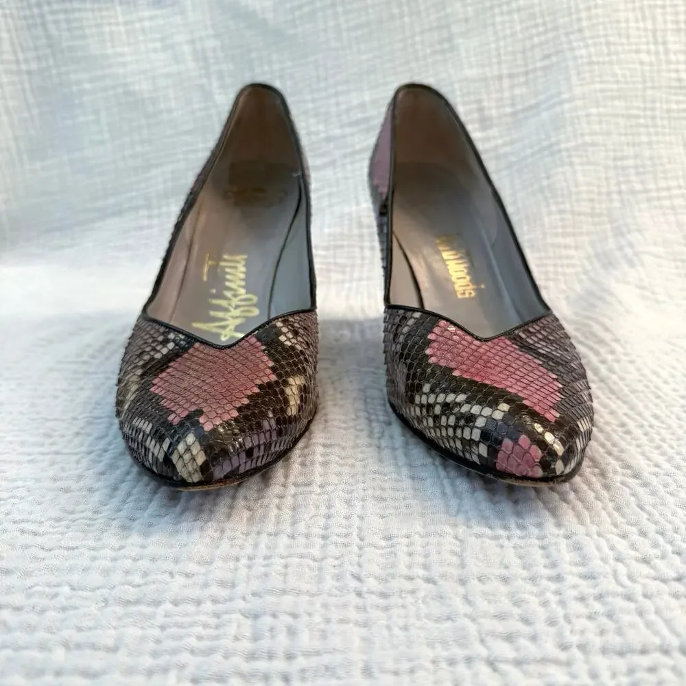 Vintage Pastel Snakeskin Heels Size 7.5 Wm B Woods Affiniti Pointed Toe Reptile